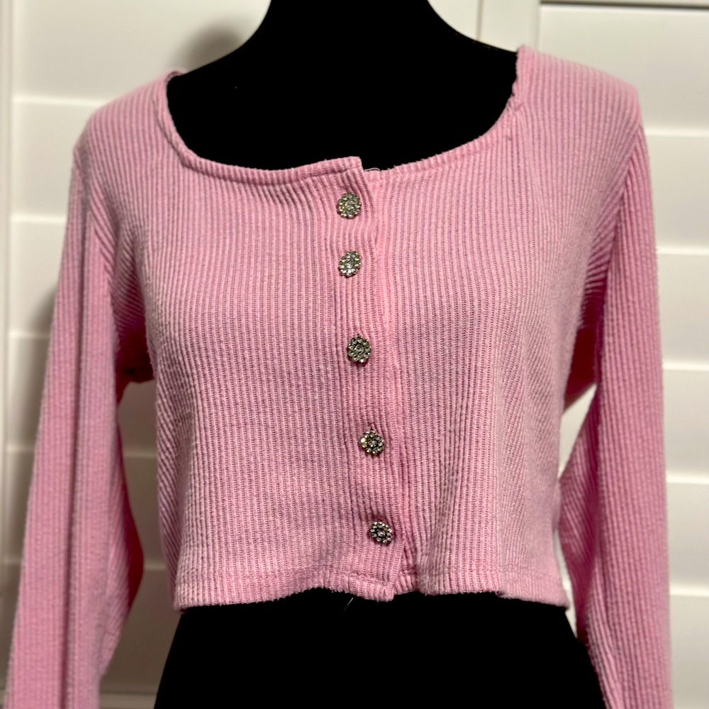 Long Sleeve Pink Scoop Neck Top